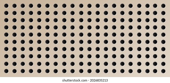 Peg Board With Round Holes. Brown Peg Board Perforated Texture Background For Working Bench Tools. Vector Illustration