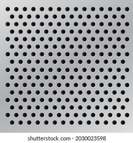 Peg board with round holes. Grey peg board perforated texture background for working bench tools. Vector illustration