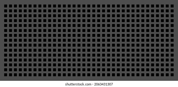 Peg board with square holes. Grey rectangle peg board perforated texture background for working bench tools. Vector illustration