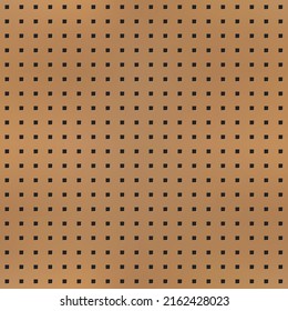 Peg board with square holes, seamless pattern of pegboard background. Realistic vector peg board or wall grid of metal or wood texture with perforated holes for hooks, workshop pegboard tile pattern