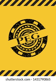Peg grunge warning sign emblem. Vector Illustration. Detailed.