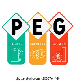 PEG - Price to Earnings Growth acronym. business concept background.  vector illustration concept with keywords and icons. lettering illustration with icons for web banner, flyer, landing 