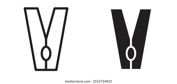 Conjunto de iconos de Vector de clavija negro relleno y estilo delineado.