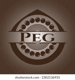 Peg das Symbol oder Emblem aus Holz. Vektorgrafik. 