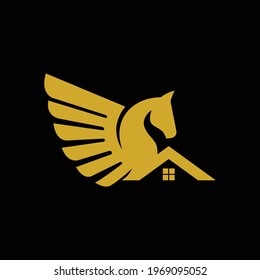 pegasus abstract and real estate logo vector design template