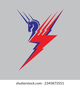 Pegasus american thunder, A very nationalist logo design with American colors.  Giving the impression of super power is perfect for e sports logos, football, softball or other themes about American. 