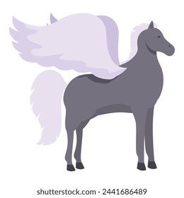 Pegaso animal icono vector de dibujos animados. Unicornio de criatura. Cuento mágico de la mosca del sello