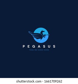 Pegasus - brand logo template vector illustration. freedom company symbol. mythology animal graphic sign.