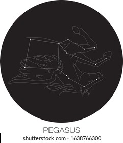 Pegasus Constellation Vector on Black Background