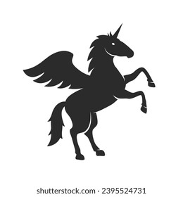 Pegasus Crest logo. Pegasus silhouette for Coat of Arms. Heraldic symbol. Unicorn logo. Vector illustration