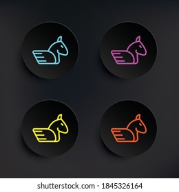 Pegasus dark badge color set icon. Simple thin line, outline vector of mythology icons for ui and ux, website or mobile application