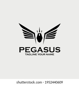 pegasus design logo vector. pegasus illustration animal design vector