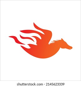 pegasus fire logo template. horse with wing sign and symbol. vector illustration