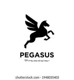 Pegasus Fly Horse, Black Horse, Design Inspiration Vector logo