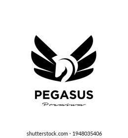 Pegasus Fly Horse, Black Horse, Design Inspiration Vector logo