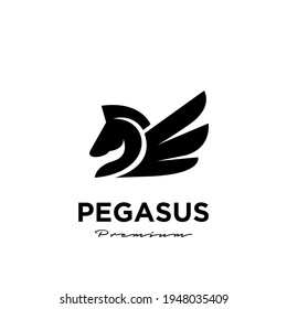 Pegasus Fly Horse, Black Horse, Design Inspiration Vector logo