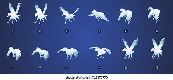 Pegasus flying animation sprite sheet
