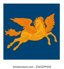 Pegasus Flying Horse. Mythologic horse with wings.