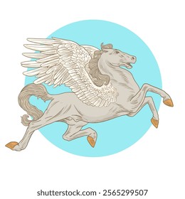 Pegasus Flying Horse. Mythologic horse with wings.