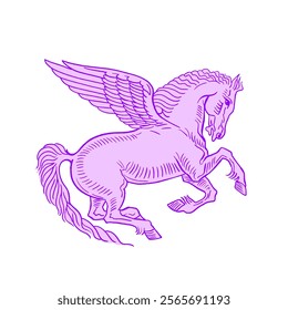 Pegasus Flying Horse. Mythologic horse with wings.