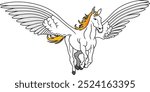 Pegasus Flying horse  vector illustration isolated on with background