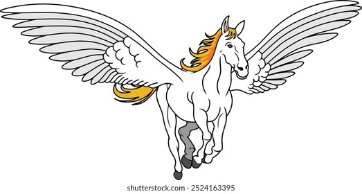 Pegasus Flying horse  vector illustration isolated on with background