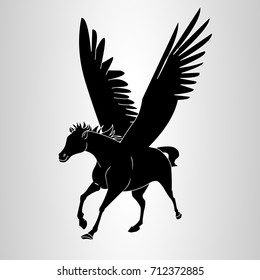 Pegasus flying silhouette