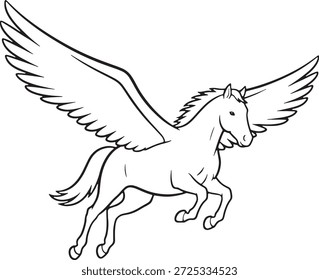 Pegasus Flying Silhouette Icon Vector Mythical Winged Horse Fantasy Creature Magic Legend Logo Symbol Sign Illustration	
