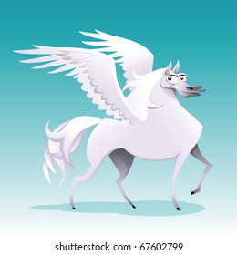Pegasus. Caricatura divertida y carácter vectorial aislado