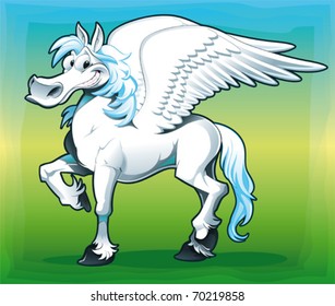 Pegasus. Funny cartoon and vector isolated character, eps file