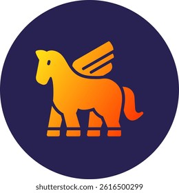 Pegasus Glyph Circle Gradient Icon