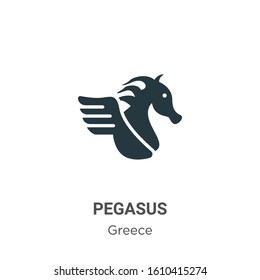 Pegasus glyph icon vector on white background. Flat vector pegasus icon symbol sign from modern greece collection for mobile concept and web apps design.