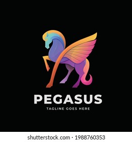 Pegasus Gradient Logo Design Illustration with Modern Colorful Style