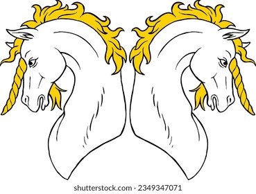 Pegasus Head Kingdom Symbol Badge Vector Illustration
