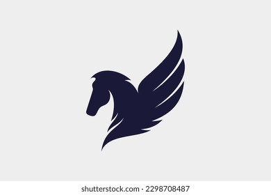 Pegasus horse flat logo design