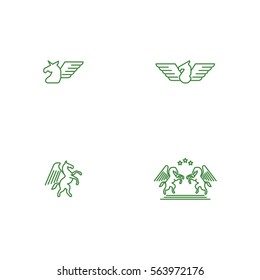 Pegasus Horse Icon Logo Vector Element Set