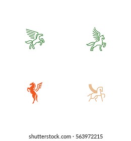 Pegasus Horse Icon Logo Vector Element Set