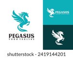 Pegasus Horse Jump Flying Logo