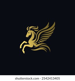 Pegasus Horse Jump Flying Logo ilustração vetorial