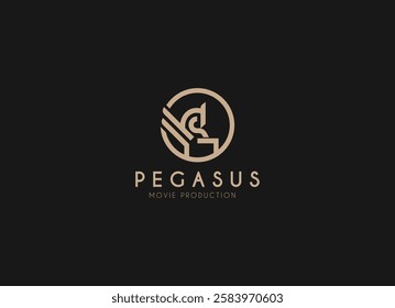 Pegasus Horse Jump Flying Logo. Pegasus Horse logo design vector illustration