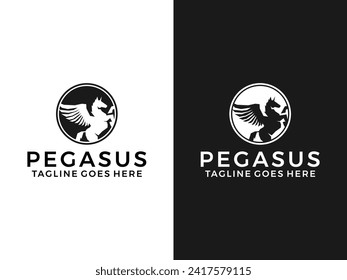 Icono de diseño del logotipo del caballo Pegasus