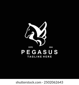 Pegasus horse Logo minimalist, Line art, Modern simple mascot, Mystic premium emblem