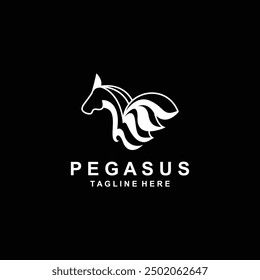 Pegasus horse Logo minimalist, Line art, Modern simple mascot, Mystic premium emblem