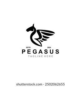 Pegasus horse Logo minimalist, Line art, Modern simple mascot, Mystic premium emblem