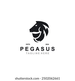 Pegasus horse Logo minimalist, Line art, Modern simple mascot, Mystic premium emblem