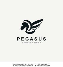 Pegasus horse Logo minimalist, Line art, Modern simple mascot, Mystic premium emblem