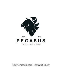 Pegasus horse Logo minimalist, Line art, Modern simple mascot, Mystic premium emblem