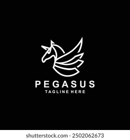 Pegasus horse Logo minimalist, Line art, Modern simple mascot, Mystic premium emblem