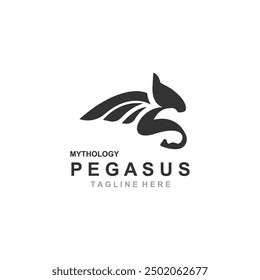 Pegasus horse Logo minimalist, Line art, Modern simple mascot, Mystic premium emblem