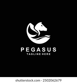 Pegasus horse Logo minimalist, Line art, Modern simple mascot, Mystic premium emblem